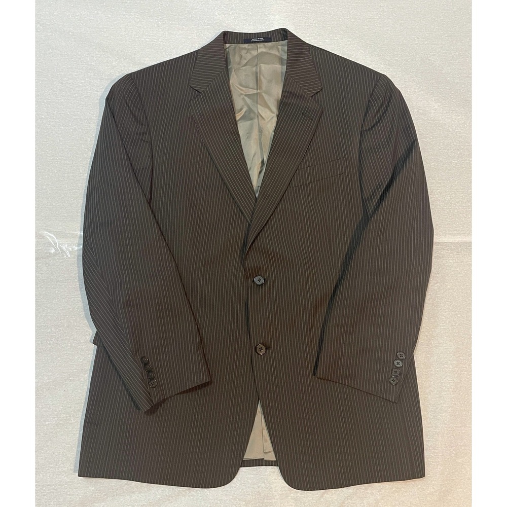 Hart Schaffner Marx Brown Pinstripe Mens Blazer Sport Coat 43R